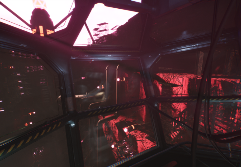 Environment scene from inside a cockpit